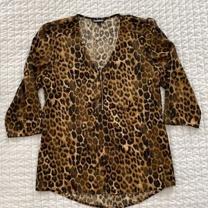 Express Animal Print Silk Blouse Size Small
